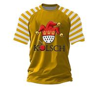 Camiseta de manga corta raglán para hombre con estampado bufón Kölsch Carnaval de Colonia, camiseta casual a rayas contrastantes para fiesta, varios colores disponibles Comodidad