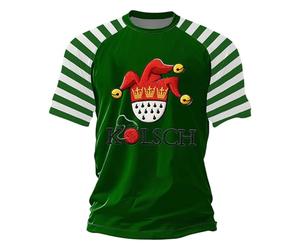 Camiseta de manga corta raglán para hombre con estampado bufón Kölsch Carnaval de Colonia, camiseta casual a rayas contrastantes para fiesta, varios colores disponibles Comodidad