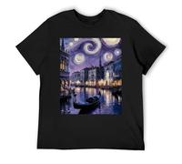 Camiseta de manga corta sostenible de Van Gogh EcoConscious para pintores postimpresionistas y moda ética, Negro, L