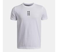 Camiseta de manga corta Under Armour Hoops Triple Logo para niño Blanco / Negro YXS (122 - 127 cm)