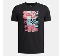 Camiseta de manga corta Under Armour Logo Wordmark Collage para niño Negro / Azul Haze YMD (137 - 149 cm)