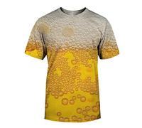Camiseta de manga corta y cuello redondo para hombre, impresión digital 3D, ropa de calle, cerveza, burbujas, diseño holgado, Blanco, 4XL