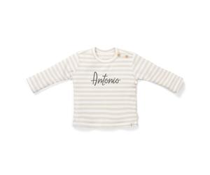 Camiseta de manga larga a rayas arena y blanco para bebés y niños – 74