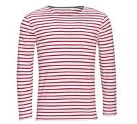 Camiseta De Manga Larga A Rayas Azul O Roja Y Blanca Para Hombre