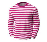 Camiseta de manga larga a rayas con estampado de carnaval, camiseta informal de cuello redondo para hombre, cómoda para el día a día, para deporte, ocio, versátil camiseta básica para cualquier época
