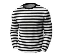 Camiseta de manga larga a rayas con estampado de carnaval, camiseta informal de cuello redondo para hombre, cómoda para el día a día, para deporte, ocio, versátil camiseta básica para cualquier época