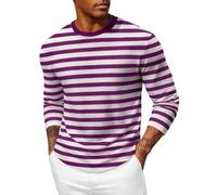 Camiseta de manga larga a rayas con estampado de carnaval, camiseta informal de cuello redondo para hombre, cómoda para el día a día, para deporte, ocio, versátil camiseta básica para cualquier época