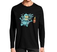 Camiseta de Manga Larga Bender Nevermind Nirvana (12- Camiseta Talla M)(Negra Manga Larga)