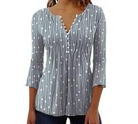 Camiseta de manga larga con cuello en V para mujer, blusa con botones, camiseta con estampado de serpiente, gris, XL