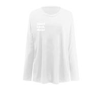 Camiseta de manga larga con cuello en V para mujer, estampada, informal, suave, cómoda, Y 2 K, blusa, camiseta holgada, camiseta básica, ropa Rolli negra mujer, Blanco, L