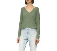 Camiseta de Manga Larga con Cuello Henley y Estructura flameada, Verde Salvia, 48