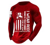 Camiseta de manga larga con estampado gráfico patriótico para honrar a los veteranos como un básico cómodo e informal, rojo, M