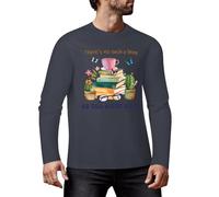 Camiseta de manga larga con gráfico divertido para hombres y mujeres de algodón de primera calidad con texto en inglés "There's No Such Thing As Too Many Books", Estilo plomo, S