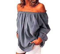 Camiseta de manga larga de algodón para mujer, con hombros descubiertos, elegante camisa de fiesta de noche, cómoda, transpirable, casual, túnica de moda, playa, vacaciones, camisas de moda con