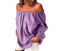 Camiseta de manga larga de algodón para mujer, con hombros descubiertos, elegante camisa de fiesta de noche, cómoda, transpirable, casual, túnica de moda, playa, vacaciones, camisas de moda con