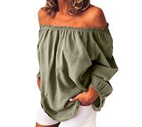 Camiseta de manga larga de algodón para mujer, con hombros descubiertos, elegante camisa de fiesta de noche, cómoda, transpirable, casual, túnica de moda, playa, vacaciones, camisas de moda con