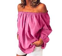 Camiseta de manga larga de algodón para mujer, con hombros descubiertos, elegante camisa de fiesta de noche, cómoda, transpirable, casual, túnica de moda, playa, vacaciones, camisas de moda con