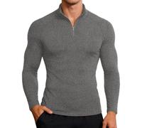 Camiseta de Manga Larga de compresión de Alto Rendimiento, Alta Elasticidad, para Entrenamiento, Carrera, Atletismo Fitness. (Grey, L)