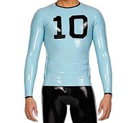 Camiseta De Manga Larga De Látex Azul Cielo Para Hombre Y Parte Delantera Con Decoraciones N.º 10,Personalización De Colores,Talla Única