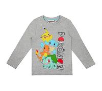 Camiseta de manga larga de Pokémon en varios diseños, Gris 2, 9 años