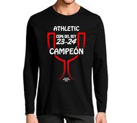 Camiseta de Manga Larga del Athletic Campeón de la Copa del Rey 2023-2024 (12- Camiseta Talla M)(Negra Manga Larga)