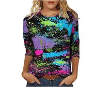 Camiseta de manga larga floral para mujer, informal, cuello redondo, camiseta suelta, túnica, tops festivos, Negro , M