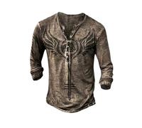 Camiseta de manga larga Herre medieval vikingo, disfraz retro de calavera, camiseta de mitología nórdica, gótica, divertida, impresión 3D, camiseta deportiva con botones, camisa pirata, ligera