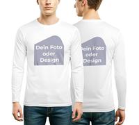 Camiseta de Manga Larga para Hombre, 100% algodón Blanco o Negro, impresión con Logotipo, Foto o Texto, Trabajo, Evento, M Blanco