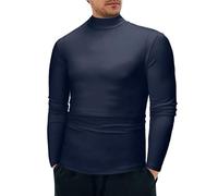Camiseta de manga larga para hombre, blusa básica para hombre, de invierno, cálida, cuello bajo, ropa interior térmica de moda, camiseta básica lisa, blusa de manga larga para interiores y exteriores