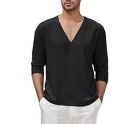 Camiseta de manga larga para hombre, camisa de ocio, manga larga, playeras, camisetas para hombres, Negro , XL