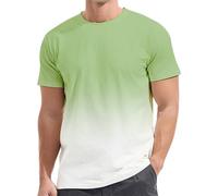 Camiseta de manga larga para hombre, color verde degradado, holgada, de manga corta, verde, L