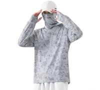 Camiseta de manga larga para hombre con capucha y máscara facial, protección UV, secado rápido, transpirable, fina, para tiempo libre, color gris oscuro (3XL gris claro)