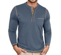 Camiseta de manga larga para hombre con cuello redondo, camiseta deportiva para hombre de corte delgado básico e informal con bolsillo en el pecho cómodo diario en otoño e invierno