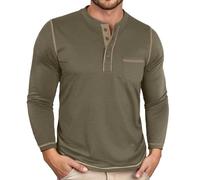 Camiseta de manga larga para hombre con cuello redondo, camiseta deportiva para hombre de corte delgado básico e informal con bolsillo en el pecho cómodo diario en otoño e invierno