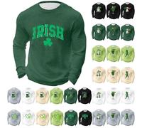 Camiseta de manga larga para hombre con estampado de trébol irlandés, color verde, A04-blanco, XXL
