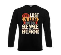 Camiseta de manga larga para hombre con texto en inglés "I've Lost A Leg Not My Sense of Humor", De Manga Larga Negro, M