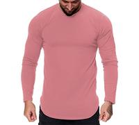 Camiseta de manga larga para hombre, cuello redondo, camiseta para hombre, deporte, informal, color liso, corte delgado, elegante, pasamanos, cómodos, temperamento superior, otoño