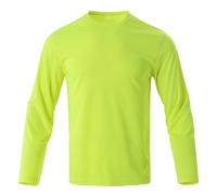 Camiseta de manga larga para hombre de secado rápido - Ligera con cuello redondo, diseño liso, tallas normales y grandes/largas, camiseta tipo sudadera cómoda para estilos de vida activos, amarillo