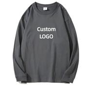 Camiseta De Manga Larga para Hombre, Oversize, De Algodón Grueso, con Logotipo Personalizado, Color Liso, para Otoño-Invierno, Ropa Urbana Color4,M