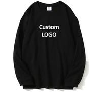 Camiseta De Manga Larga para Hombre, Oversize, De Algodón Grueso, con Logotipo Personalizado, Color Liso, para Otoño-Invierno, Ropa Urbana Color1,XXL
