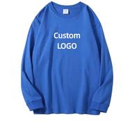 Camiseta De Manga Larga para Hombre, Oversize, De Algodón Grueso, con Logotipo Personalizado, Color Liso, para Otoño-Invierno, Ropa Urbana Color2,L