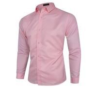 Camiseta de manga larga para hombre, transpirable, camisa de manga larga con botones, cuello vuelto, camiseta de negocios ligera, corte ajustado, camisa de trabajo, camisa de trabajo para bodas para