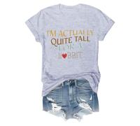 Camiseta de manga larga para mujer, algodón, de hecho, lo suficientemente grande, camisa para mujer, moda informal, lisa, linda, impresa, cuello redondo, manga corta, gris claro, XL