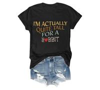 Camiseta de manga larga para mujer, algodón, de hecho, lo suficientemente grande, camisa para mujer, moda informal, lisa, linda, impresa, cuello redondo, manga corta, Le Noir, M