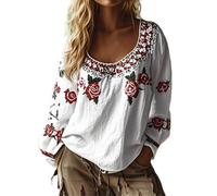 Camiseta de manga larga para mujer, camiseta con estampado floral, camiseta de cuello redondo alto con motivo de Top Bohemio Ropa Casual Loungewear XXXXXL Camiseta de Mi Temporada T-shirt XXXXXL