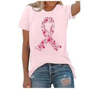 Camiseta de manga larga para mujer con estampado contra el cáncer de mama para mujer, parte superior del mes de la conciencia internacional, rosa, XXL