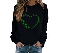Camiseta de manga larga para mujer con estampado de corazón, sudadera fina para mujer, deportiva, S-3XL, corte holgado, sudadera de cuello redondo, sudadera de un solo color, chaqueta deportiva suave