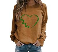 Camiseta de manga larga para mujer con estampado de corazón, sudadera fina para mujer, deportiva, S-3XL, corte holgado, sudadera de cuello redondo, sudadera de un solo color, chaqueta deportiva suave