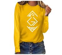 Camiseta de manga larga para mujer con estampado "Dios es más grande que los tops y los medios", amarillo, XL
