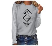 Camiseta de manga larga para mujer con estampado "Dios es más grande que los tops y los medios", gris claro, L